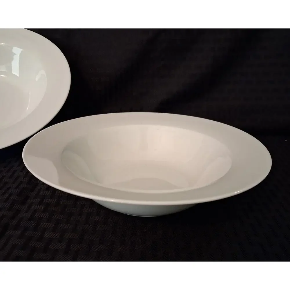 Pier 1 One 8 1/2” Luminous Set of 2 White Soup Pasta Bowls